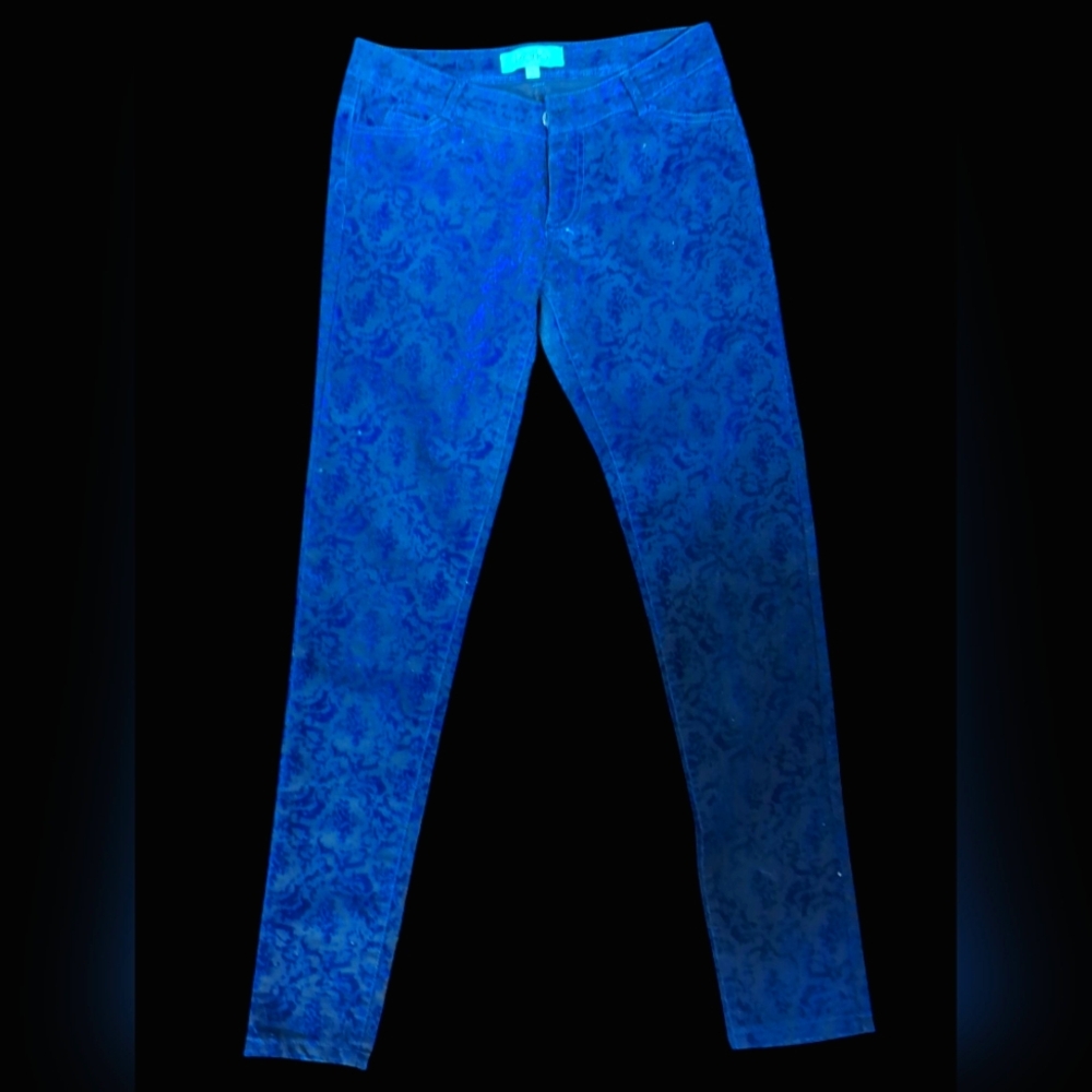 Karlie Velvet Blue Patterned Pants size Small - Picture 2 of 8